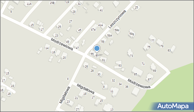 Tychy, Modrzewiowa, 57, mapa Tychów