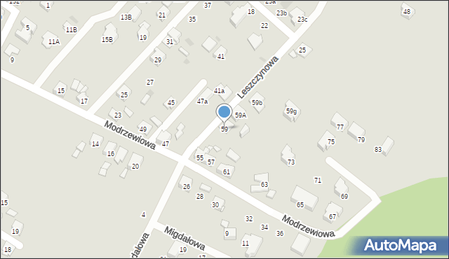 Tychy, Modrzewiowa, 59, mapa Tychów