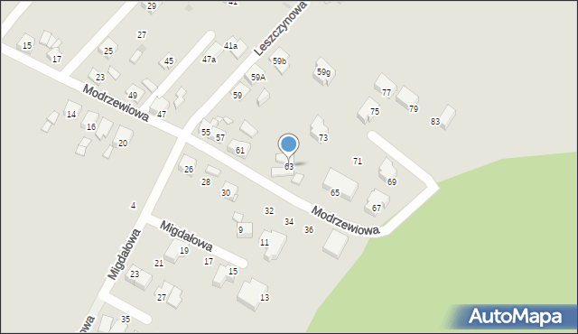 Tychy, Modrzewiowa, 63, mapa Tychów