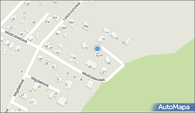 Tychy, Modrzewiowa, 71, mapa Tychów