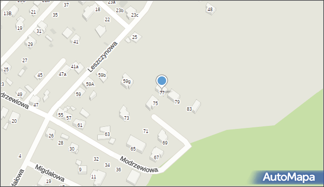 Tychy, Modrzewiowa, 77, mapa Tych&oacute;w