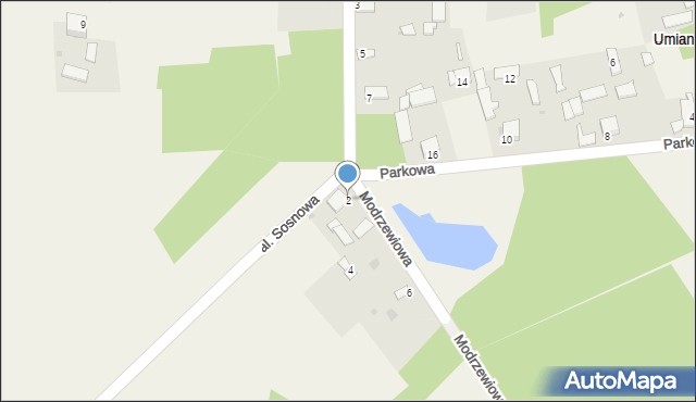 Umianowice, Modrzewiowa, 2, mapa Umianowice