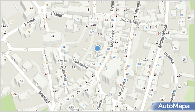 Wałbrzych, Moniuszki Stanisława, 12A, mapa Wałbrzycha