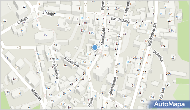 Wałbrzych, Moniuszki Stanisława, 14, mapa Wałbrzycha