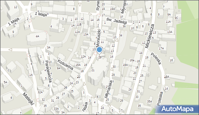 Wałbrzych, Moniuszki Stanisława, 19, mapa Wałbrzycha