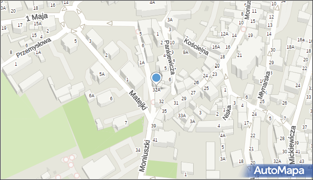 Wałbrzych, Moniuszki Stanisława, 32A, mapa Wałbrzycha
