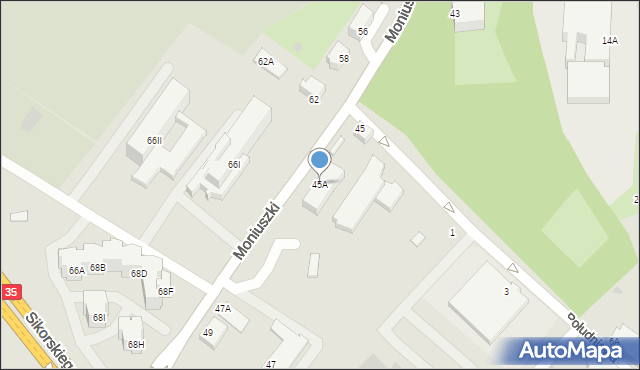 Wałbrzych, Moniuszki Stanisława, 45A, mapa Wałbrzycha