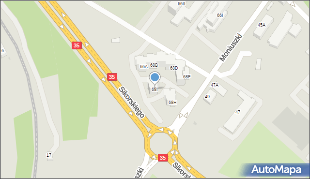 Wałbrzych, Moniuszki Stanisława, 68I, mapa Wałbrzycha