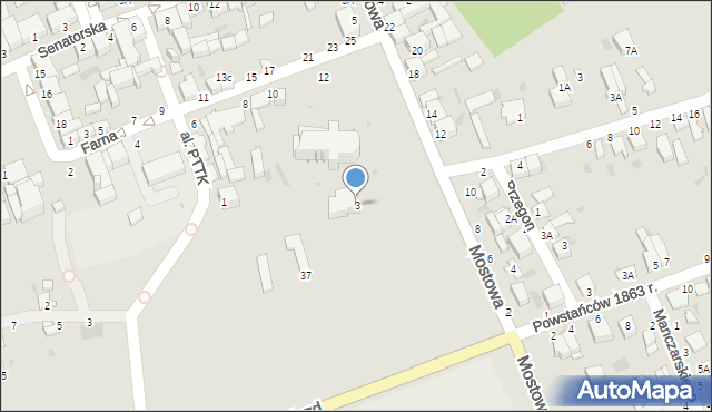 Warka, Mostowa, 3, mapa Warka