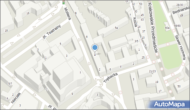 Warszawa, Moliera, 4, mapa Warszawy