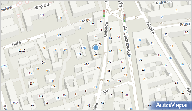 Warszawa, Mokotowska, 67, mapa Warszawy