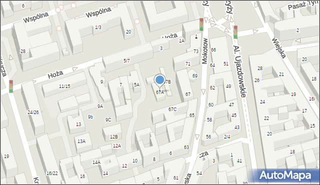 Warszawa, Mokotowska, 67A, mapa Warszawy