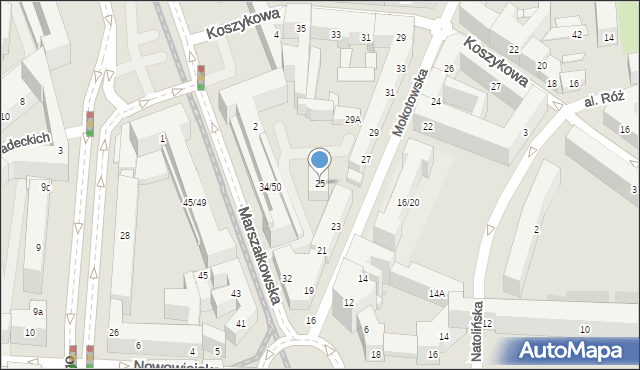 Warszawa, Mokotowska, 25, mapa Warszawy