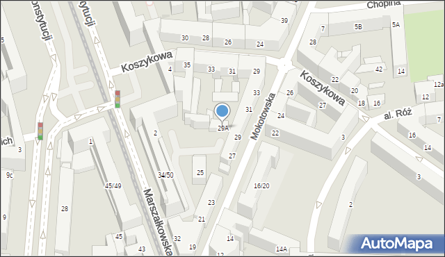 Warszawa, Mokotowska, 29A, mapa Warszawy
