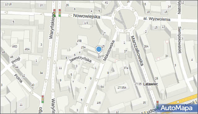 Warszawa, Mokotowska, 13, mapa Warszawy