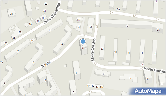 Warszawa, Monte Cassino, 11, mapa Warszawy