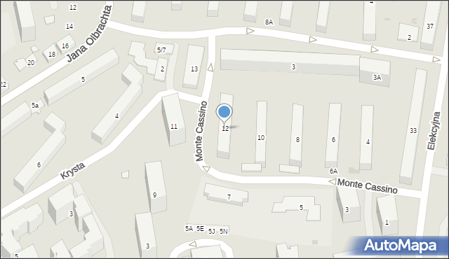 Warszawa, Monte Cassino, 12, mapa Warszawy