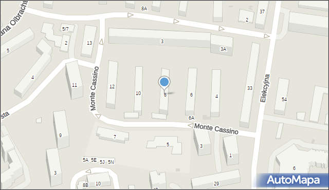 Warszawa, Monte Cassino, 8, mapa Warszawy