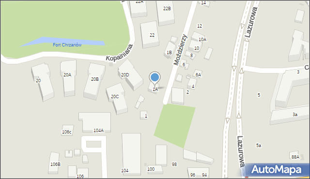 Warszawa, Moździerzy, 1A, mapa Warszawy