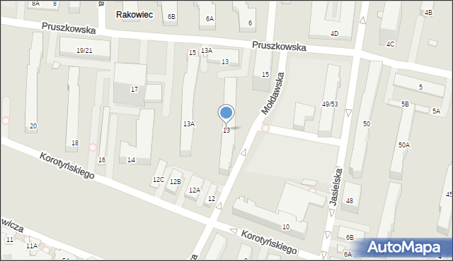 Warszawa, Mołdawska, 13, mapa Warszawy