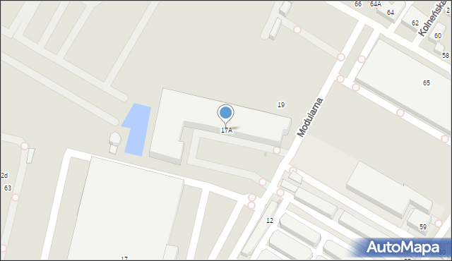 Warszawa, Modularna, 17A, mapa Warszawy
