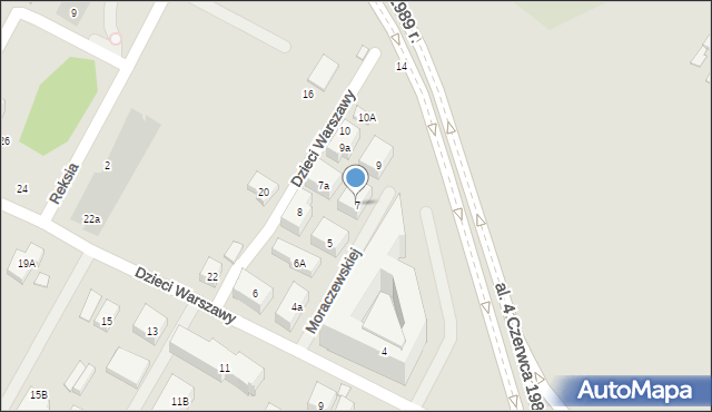 Warszawa, Moraczewskiej Zofii, 7, mapa Warszawy