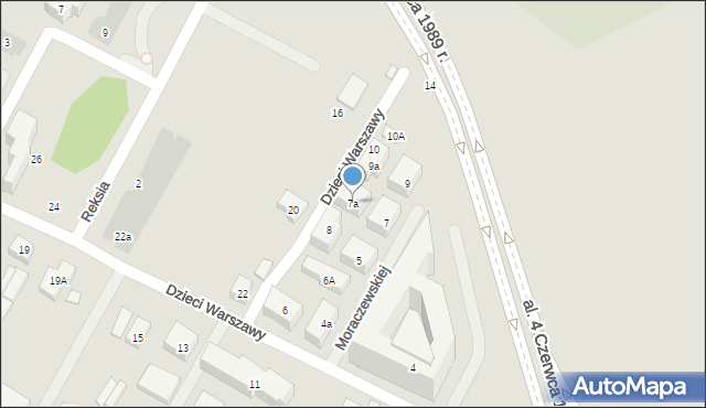 Warszawa, Moraczewskiej Zofii, 7a, mapa Warszawy