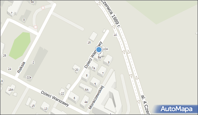 Warszawa, Moraczewskiej Zofii, 9a, mapa Warszawy