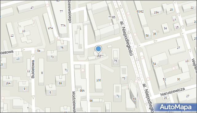 Warszawa, Modzelewskiego Zygmunta, 102, mapa Warszawy