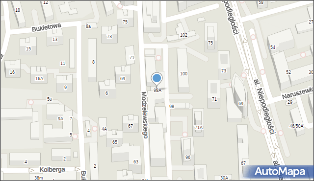 Warszawa, Modzelewskiego Zygmunta, 98A, mapa Warszawy
