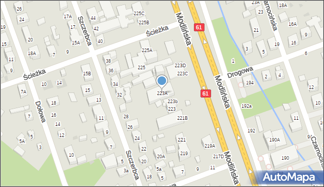 Warszawa, Modlińska, 223A, mapa Warszawy