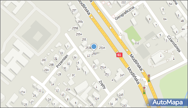 Warszawa, Modlińska, 253, mapa Warszawy