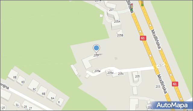 Warszawa, Modlińska, 205f, mapa Warszawy