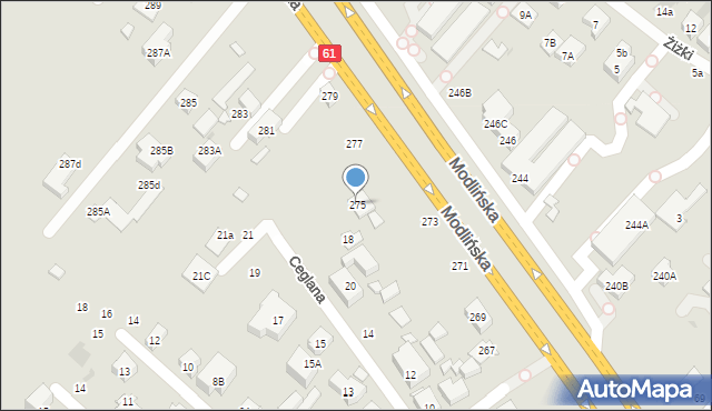 Warszawa, Modlińska, 275, mapa Warszawy
