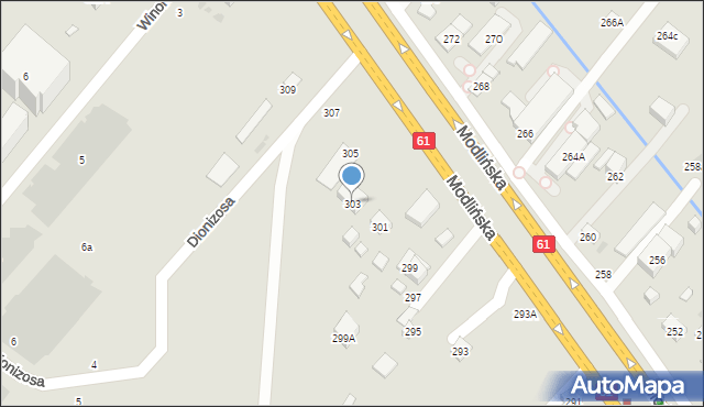 Warszawa, Modlińska, 303, mapa Warszawy