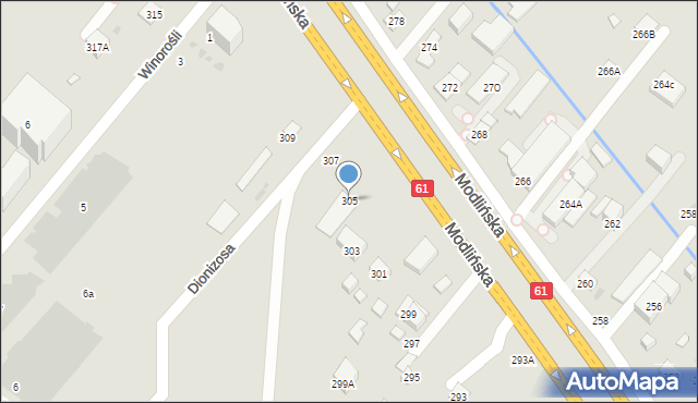 Warszawa, Modlińska, 305, mapa Warszawy