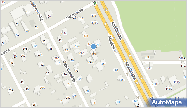 Warszawa, Modlińska, 369, mapa Warszawy
