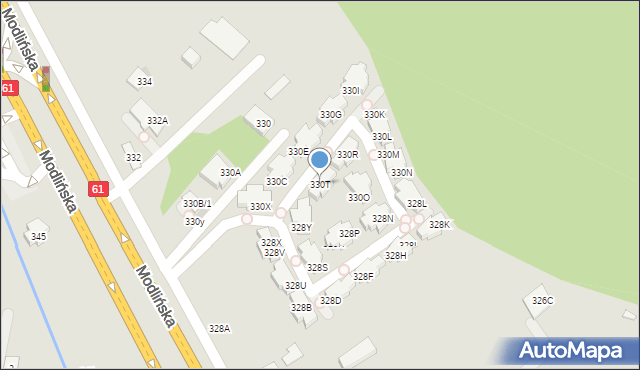 Warszawa, Modlińska, 330T, mapa Warszawy