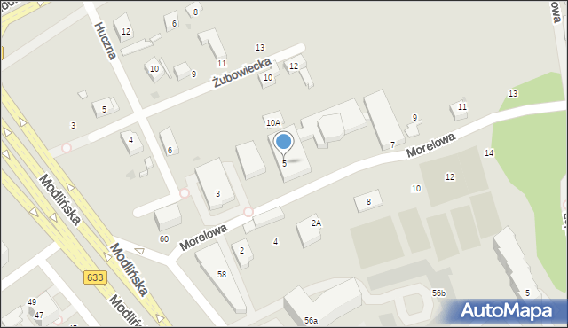 Warszawa, Morelowa, 5, mapa Warszawy