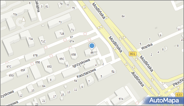 Warszawa, Modlińska, 65, mapa Warszawy