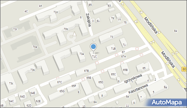Warszawa, Modlińska, 71D, mapa Warszawy