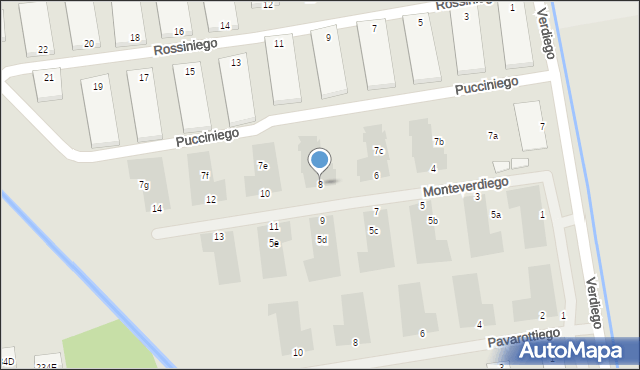 Warszawa, Monteverdiego Claudia, 8, mapa Warszawy