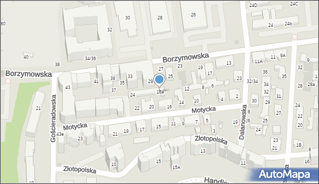 Warszawa, Motycka, 18a, mapa Warszawy