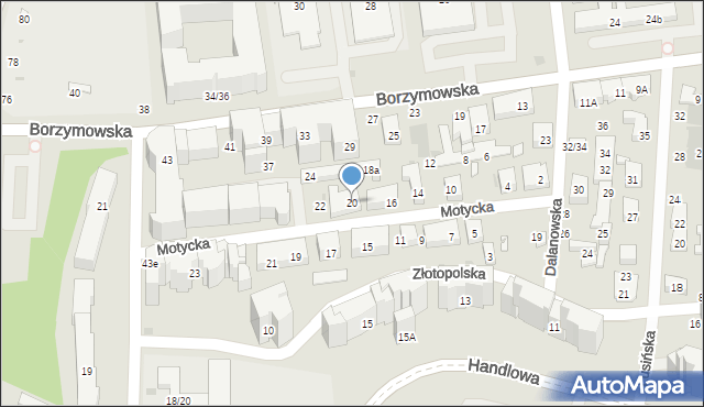 Warszawa, Motycka, 20, mapa Warszawy