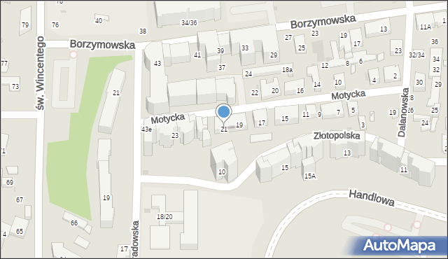 Warszawa, Motycka, 21, mapa Warszawy