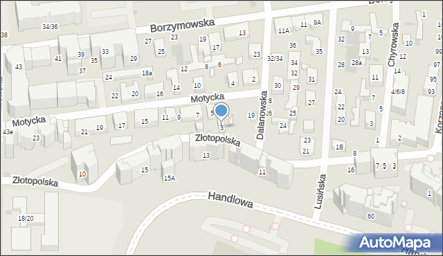 Warszawa, Motycka, 3, mapa Warszawy