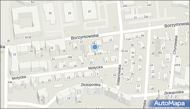 Warszawa, Motycka, 8, mapa Warszawy