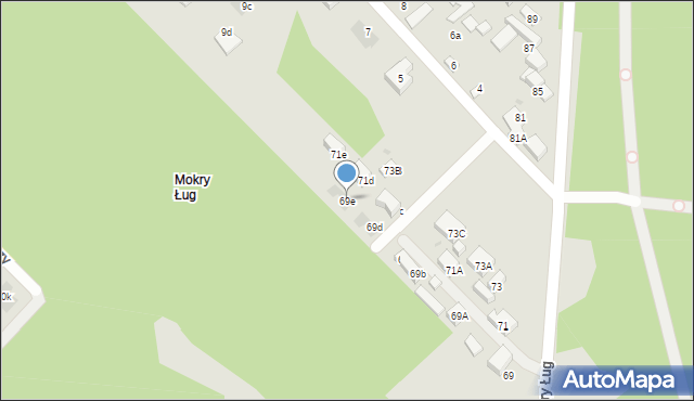 Warszawa, Mokry Ług, 69e, mapa Warszawy