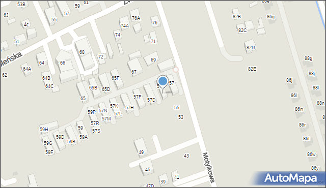 Warszawa, Motylkowa, 57C, mapa Warszawy