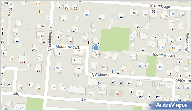 Warszawa, Modrzewiowa, 10, mapa Warszawy